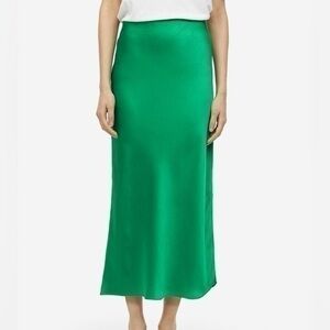 Green midi slip skirt